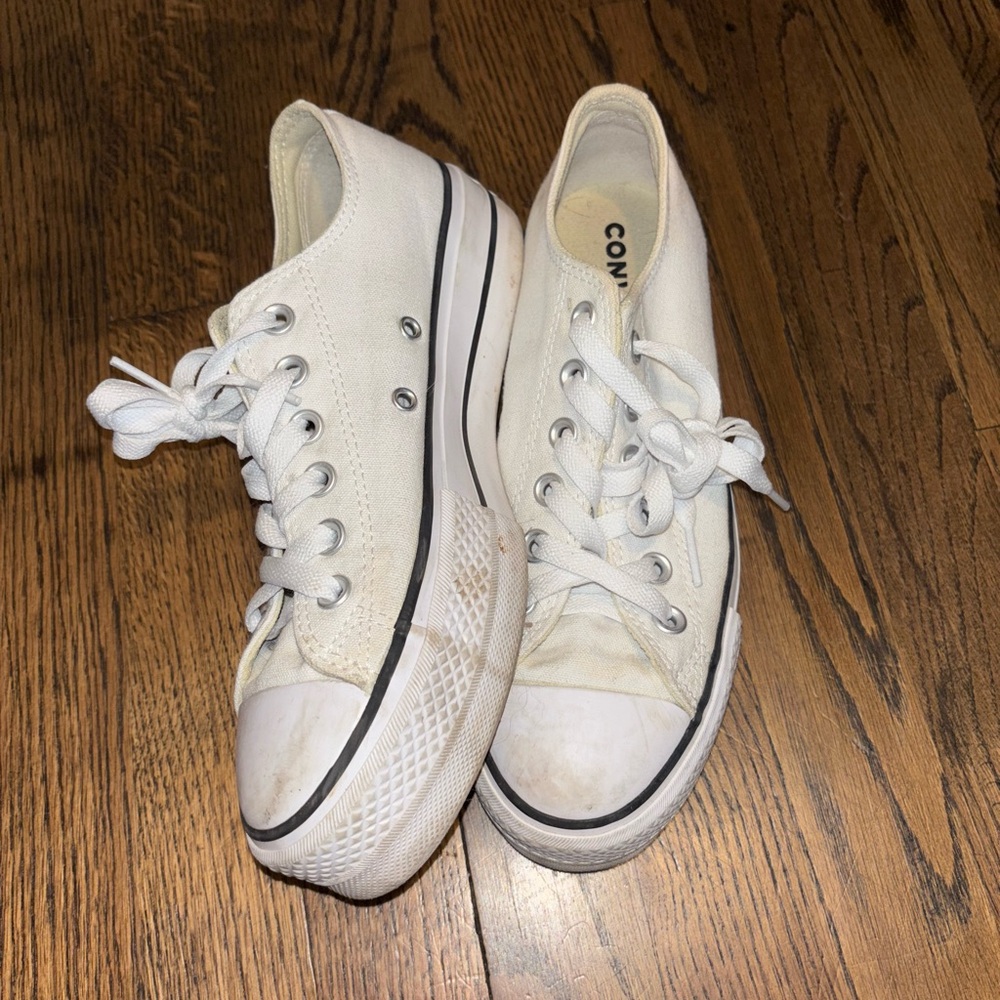 Platform Converse White Canvas Sneakers